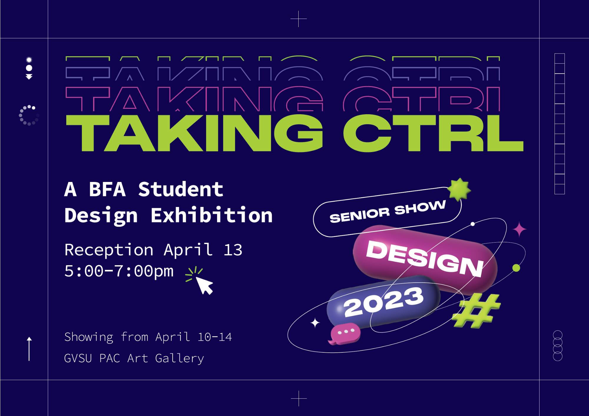 Postcard for BFA Student exhibition Taking Control